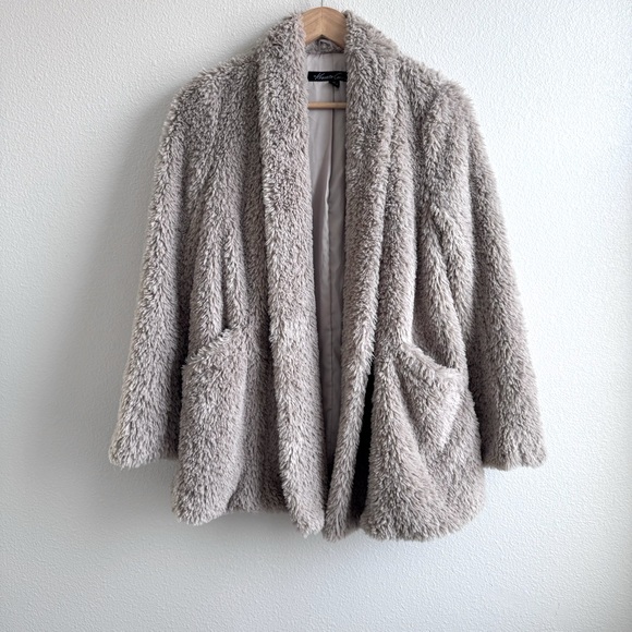 Kenneth Cole New York Tan Teddy Coat With Pockets - Picture 1 of 7